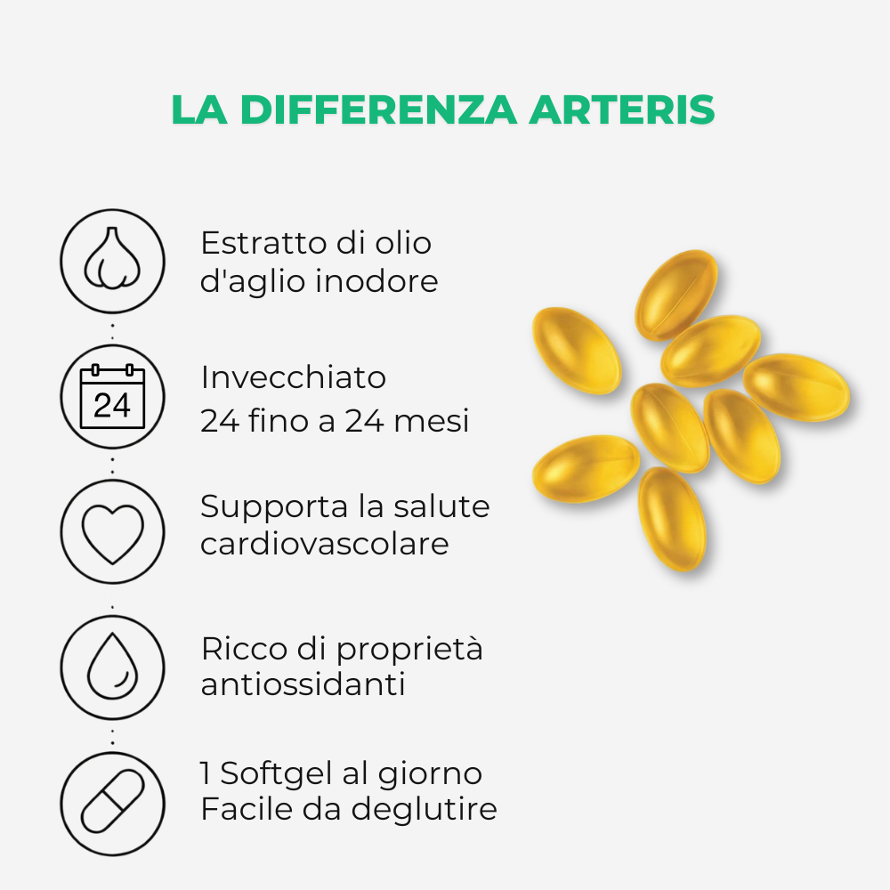 Arteris Forte – Formule à l'ail vieilli sans odeur 7500 mg